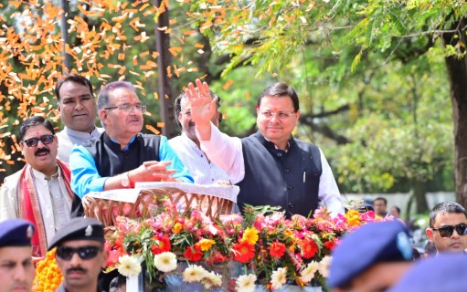 धामी सरकार के तीन साल के रोड शो में उमड़ा जनसैलाब